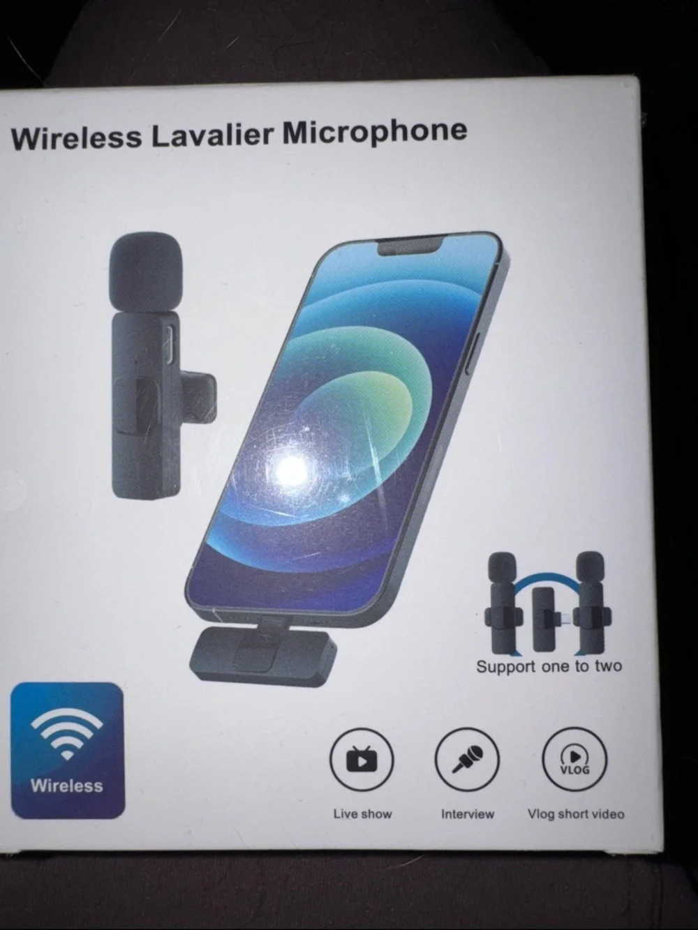 Wireless Lavalier Microphone Clip-On for Smartphones - Black